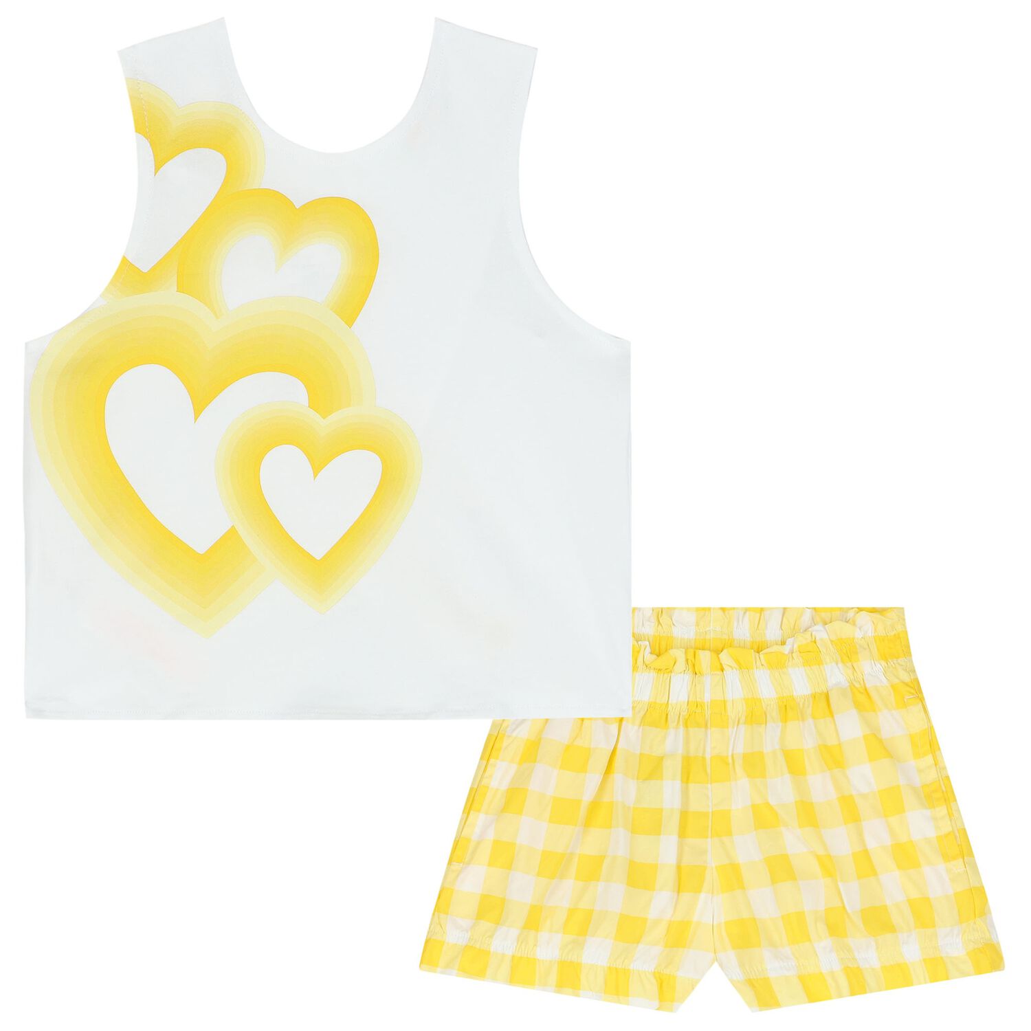 Girls Yellow & White Shorts Set, 1, hi-res image number null