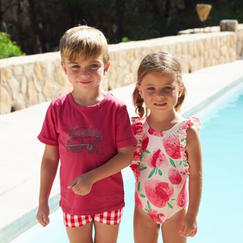 Girls Pink Strawberry Swimsuit
