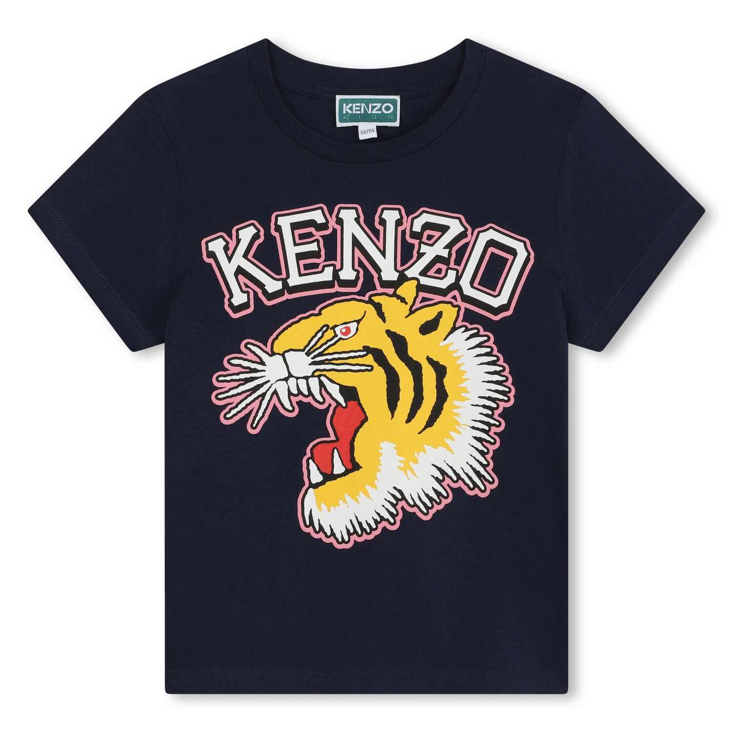 Girls Navy Blue Varsity Tiger T-Shirt, 2, hi-res