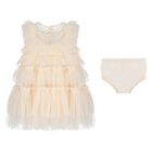 Baby Girls Ivory Tiered Tulle Dress Set, 1, hi-res