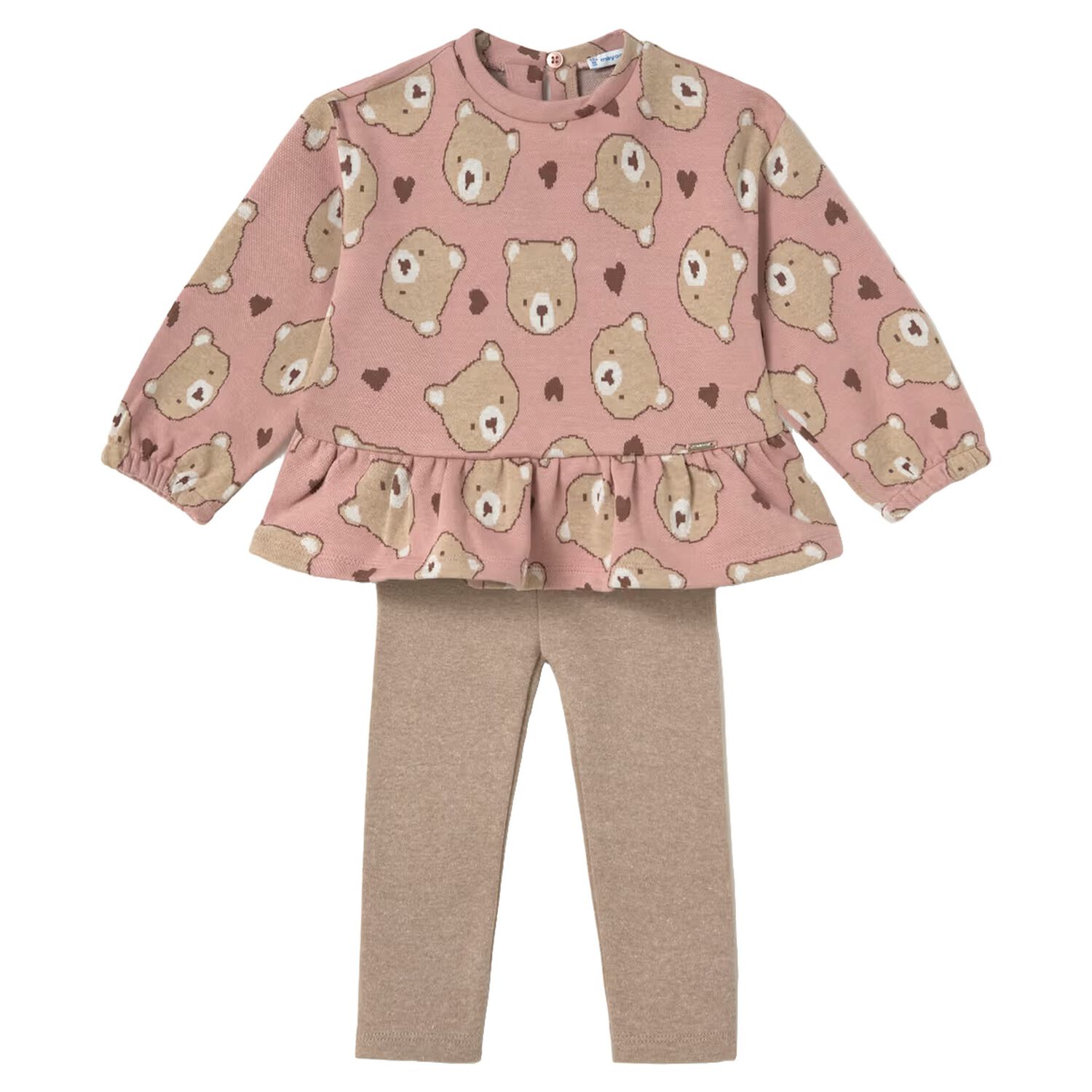 Younger Girls Pink & Beige Leggings Set, 1, hi-res