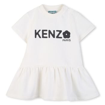Younger Girls White Logo Dress