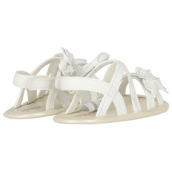 Baby Girls White Bow Sandals, 1 Baby Girls White Bow Sandals