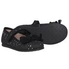 Younger Girls Black Bow Shoes, 2, hi-res