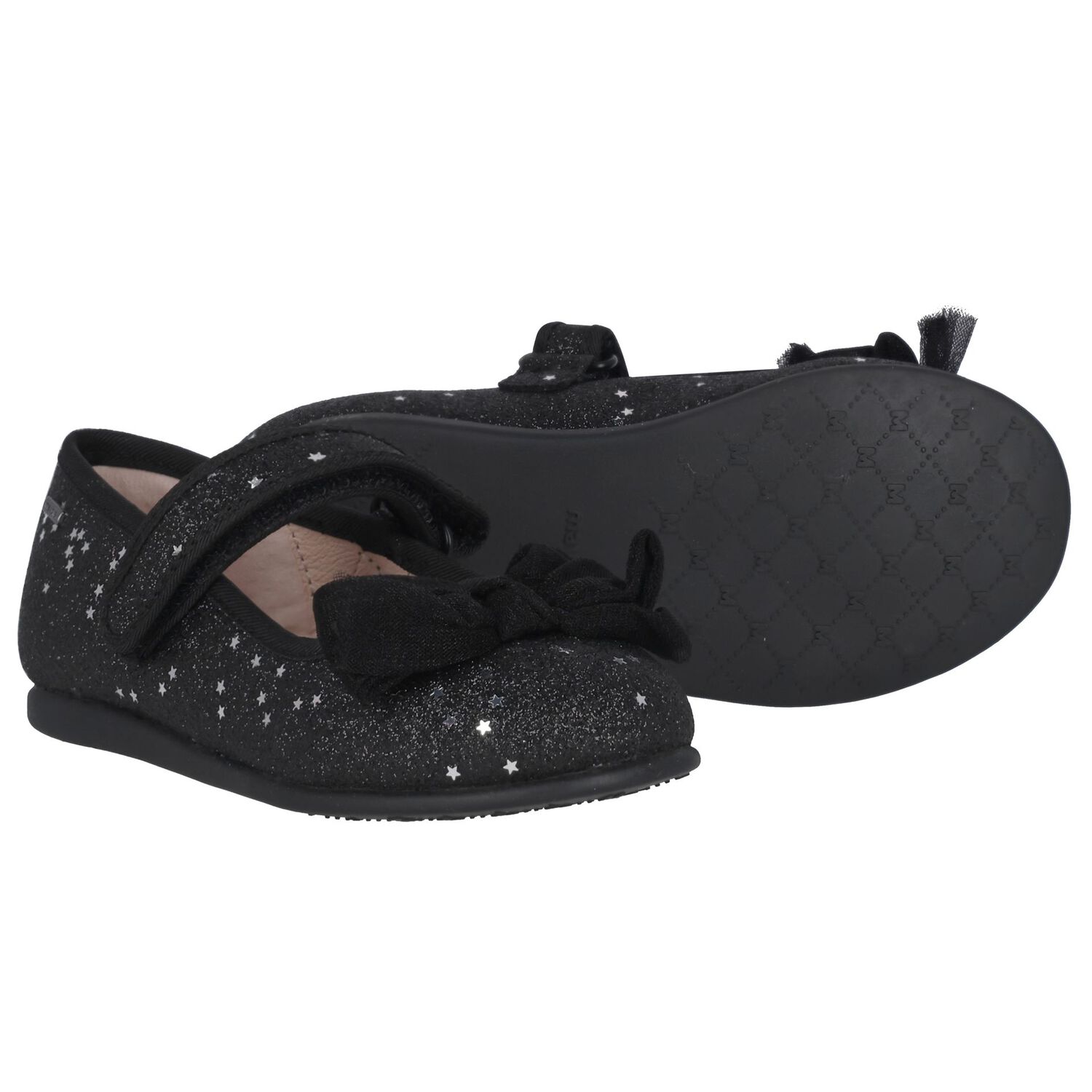 Younger Girls Black Bow Shoes, 2, hi-res image number null