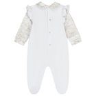 Baby Girls White Logo Babygrow, 1, hi-res