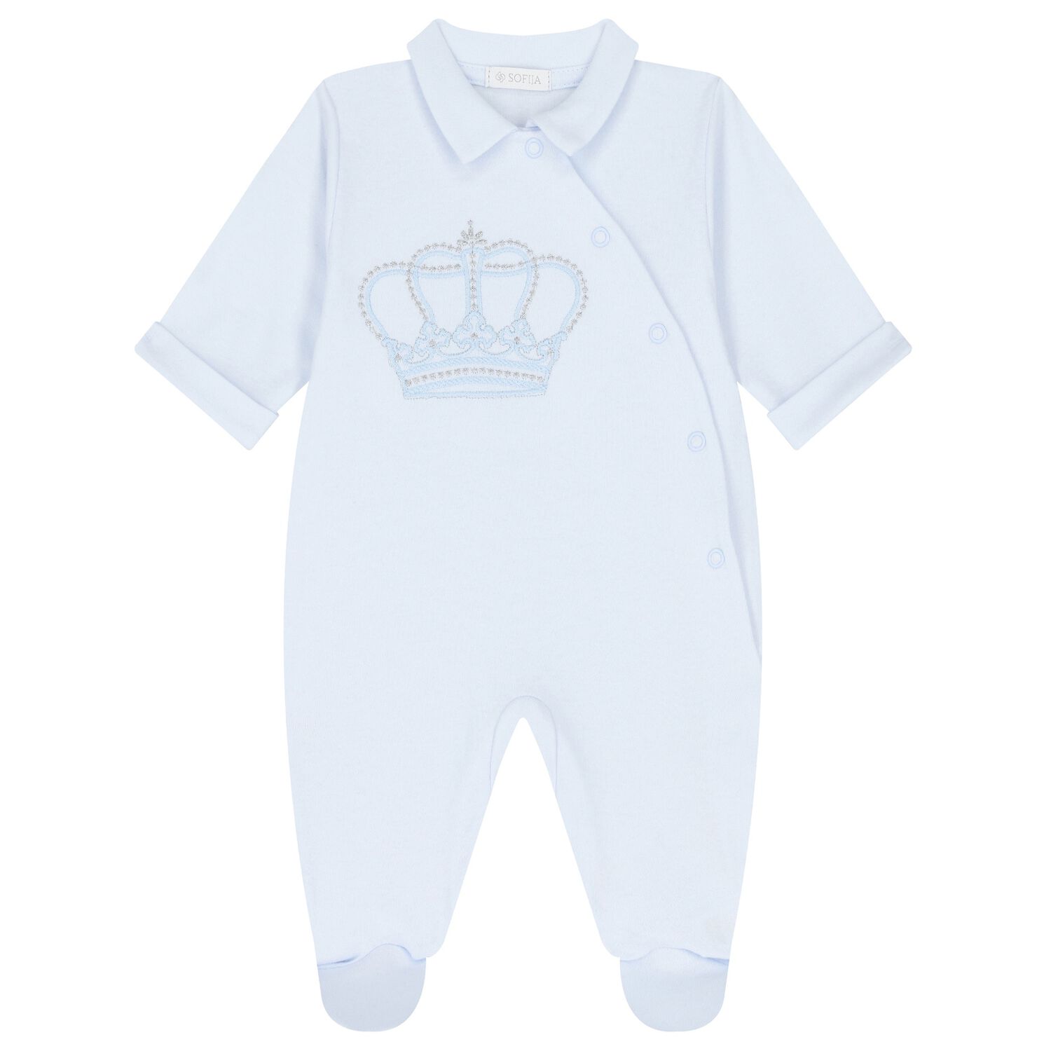 Baby Boys Blue Crown Babygrow, 1, hi-res