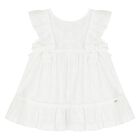 Younger Girls White Embroidered Dress, 1, hi-res