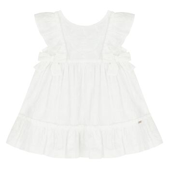 Younger Girls White Embroidered Dress