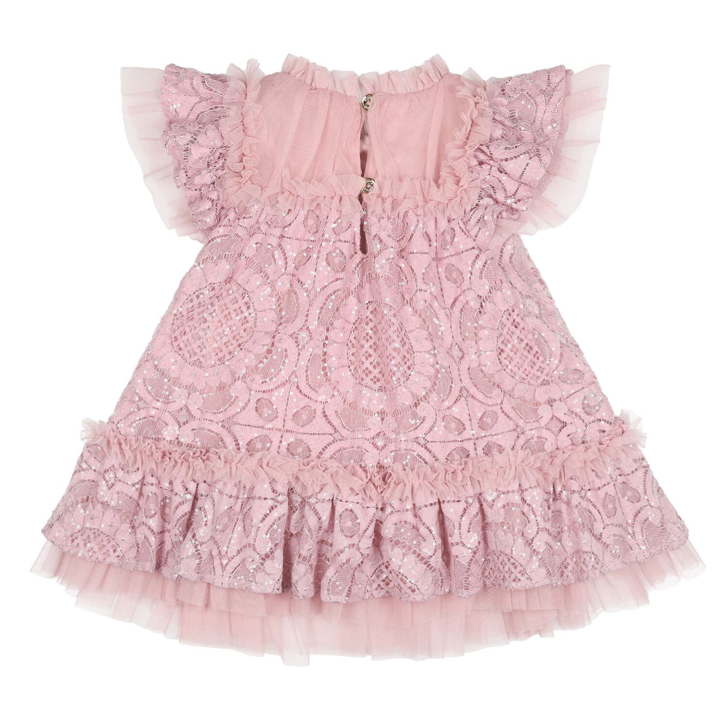 Baby Girls Pink Lace Sequin Gemma Dress, 2, hi-res