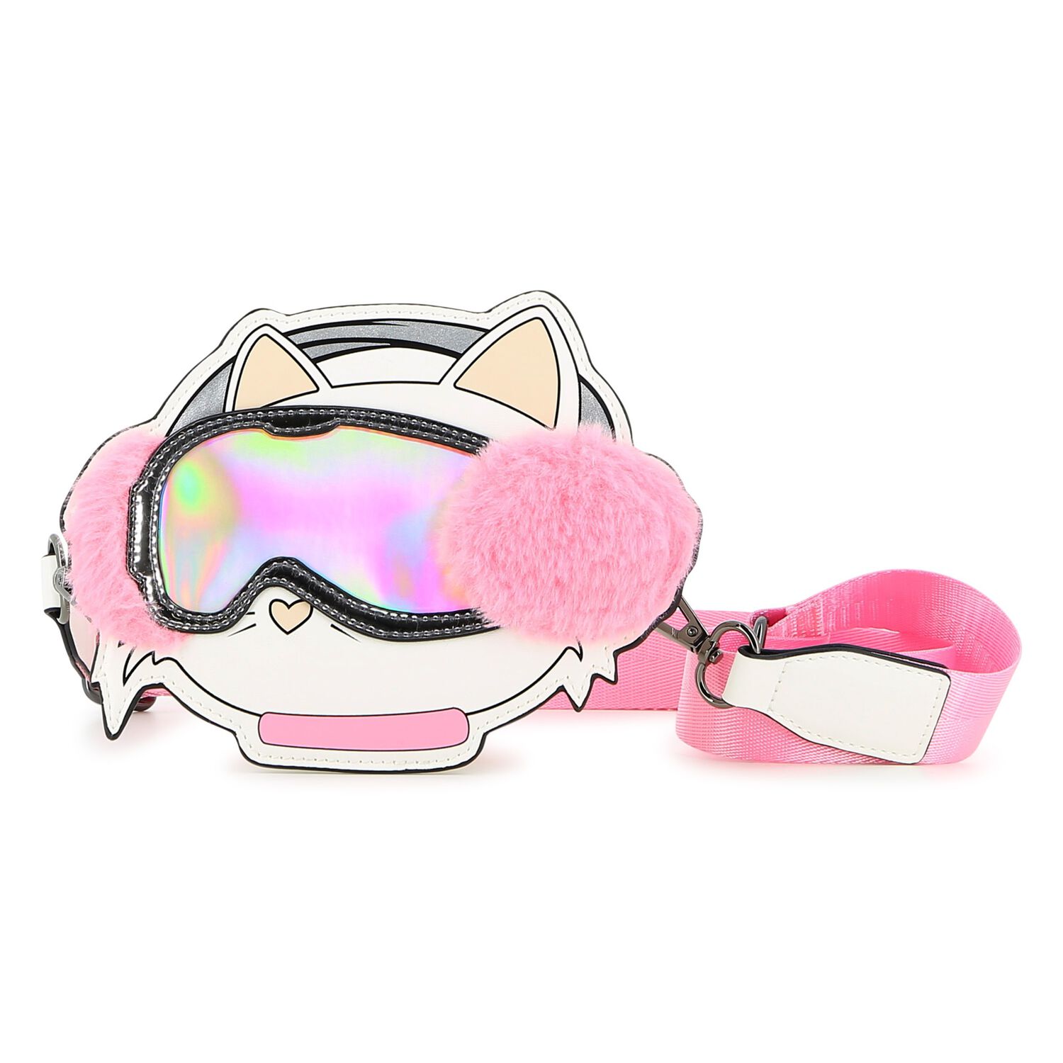 Girls White & Pink Choupette Shoulder Bag ( 14cm ), 1, hi-res