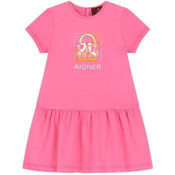 Younger Girls Pink Logo Bag Dress