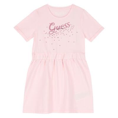 Girls Pink Logo Sequin Dress