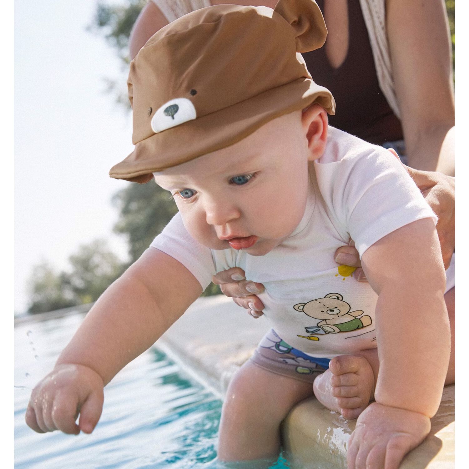 Baby Boys White, Blue & Brown Bear Swim Set, 3, hi-res image number null