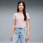 Girls Pink Logo Ribbed T-Shirt, 1, hi-res