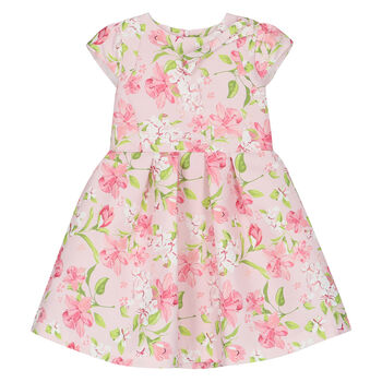 Girls Pink Floral Printed Dress