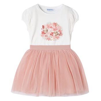Girls White & Pink Tulle Skirt Set