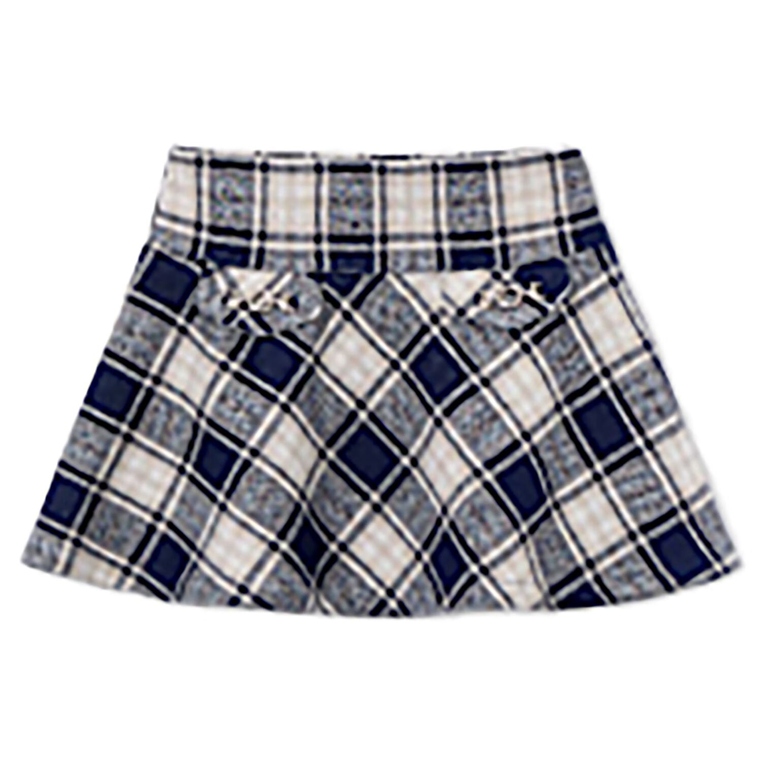 Girls Grey & Blue Check Skirt, 2, hi-res