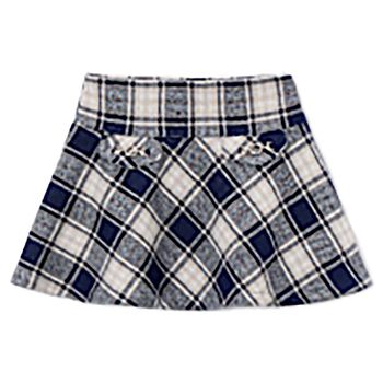 Girls Grey & Blue Check Skirt
