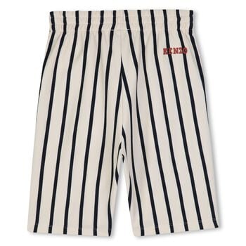 Boys Ivory & Black Logo Striped Shorts