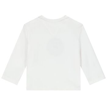 Baby Boys White Logo Long Sleeve Top