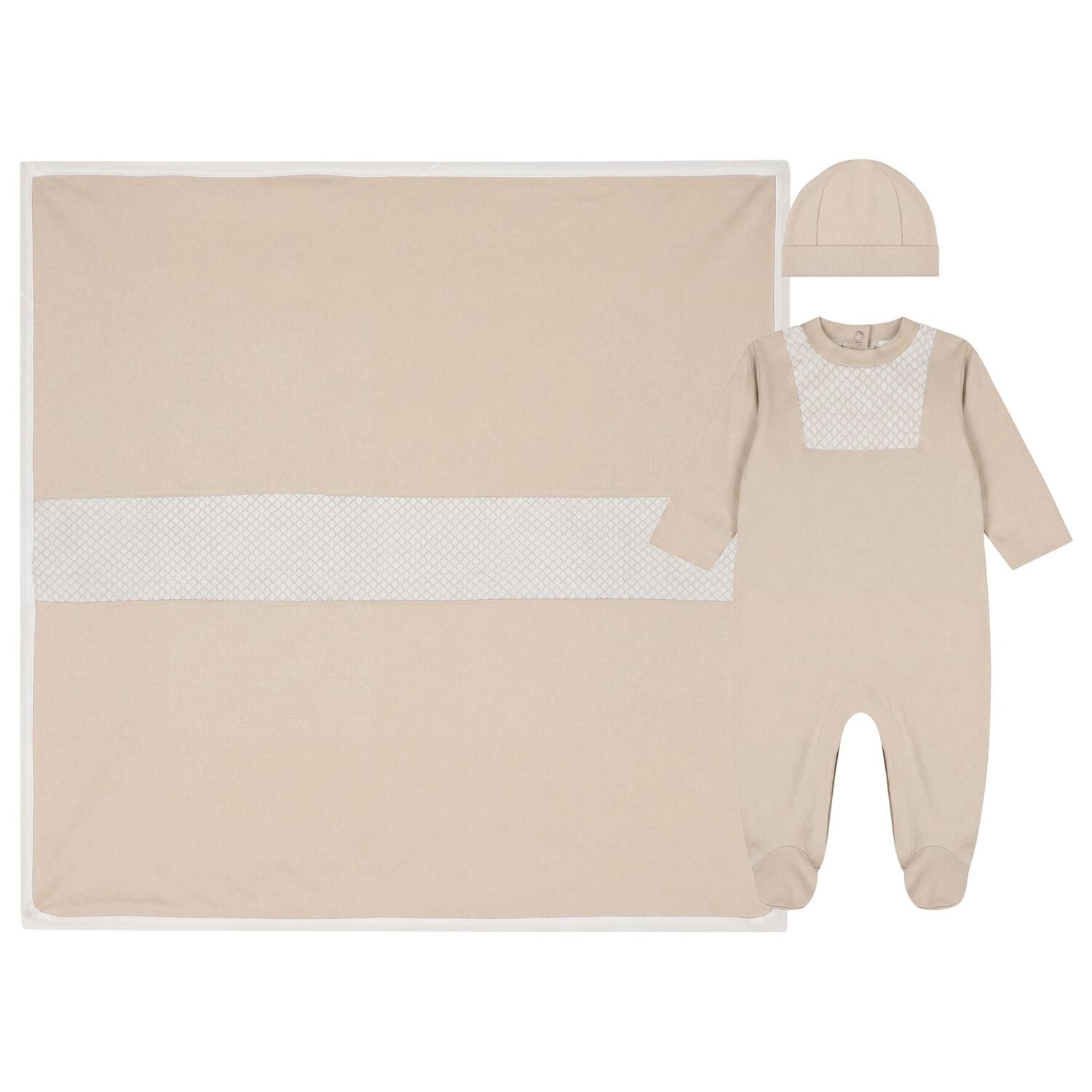 Beige Smocked Babygrow Gift Set, 1, hi-res