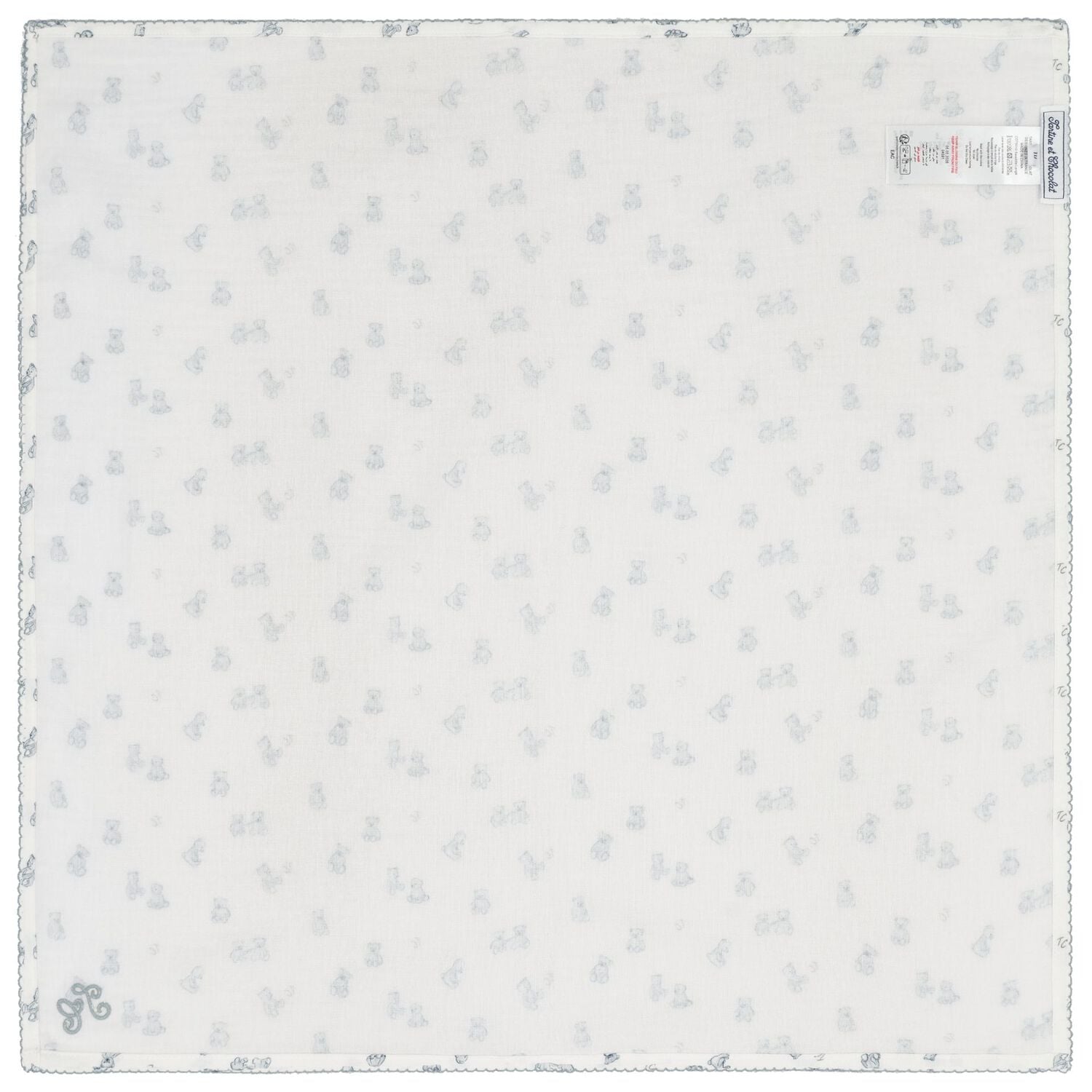 Baby Boys Ivory & Blue Teddy Bear Blanket, 1, hi-res