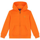 Boys Orange Logo Zip Up Top, 1, hi-res