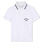 Boys White Logo Polo Shirt, 1, hi-res