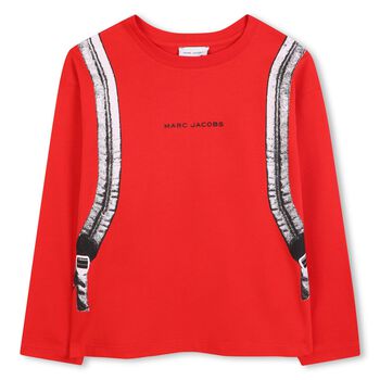 Boys Red Logo Backpack Long Sleeve Top