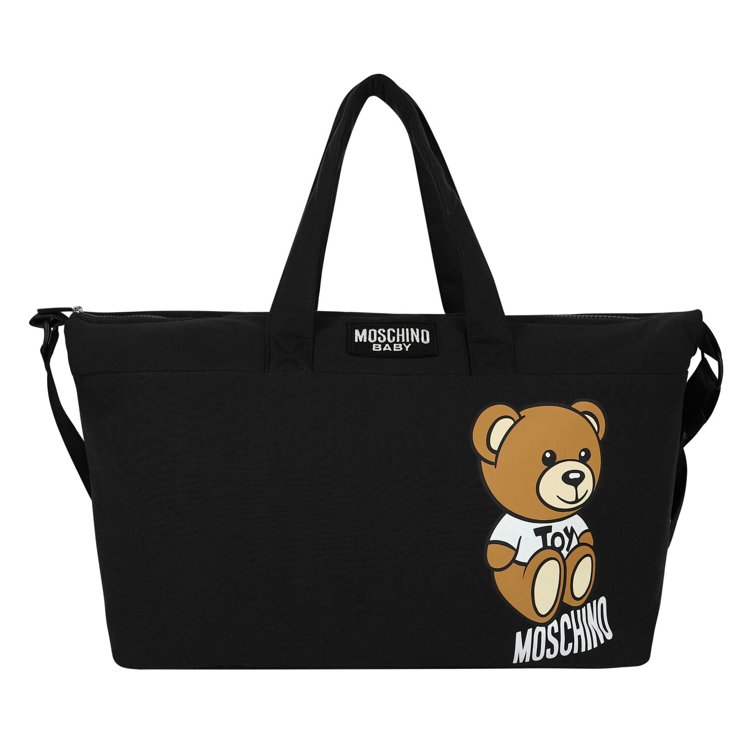 Black Teddy Bear Logo Baby Changing Bag, 2, hi-res