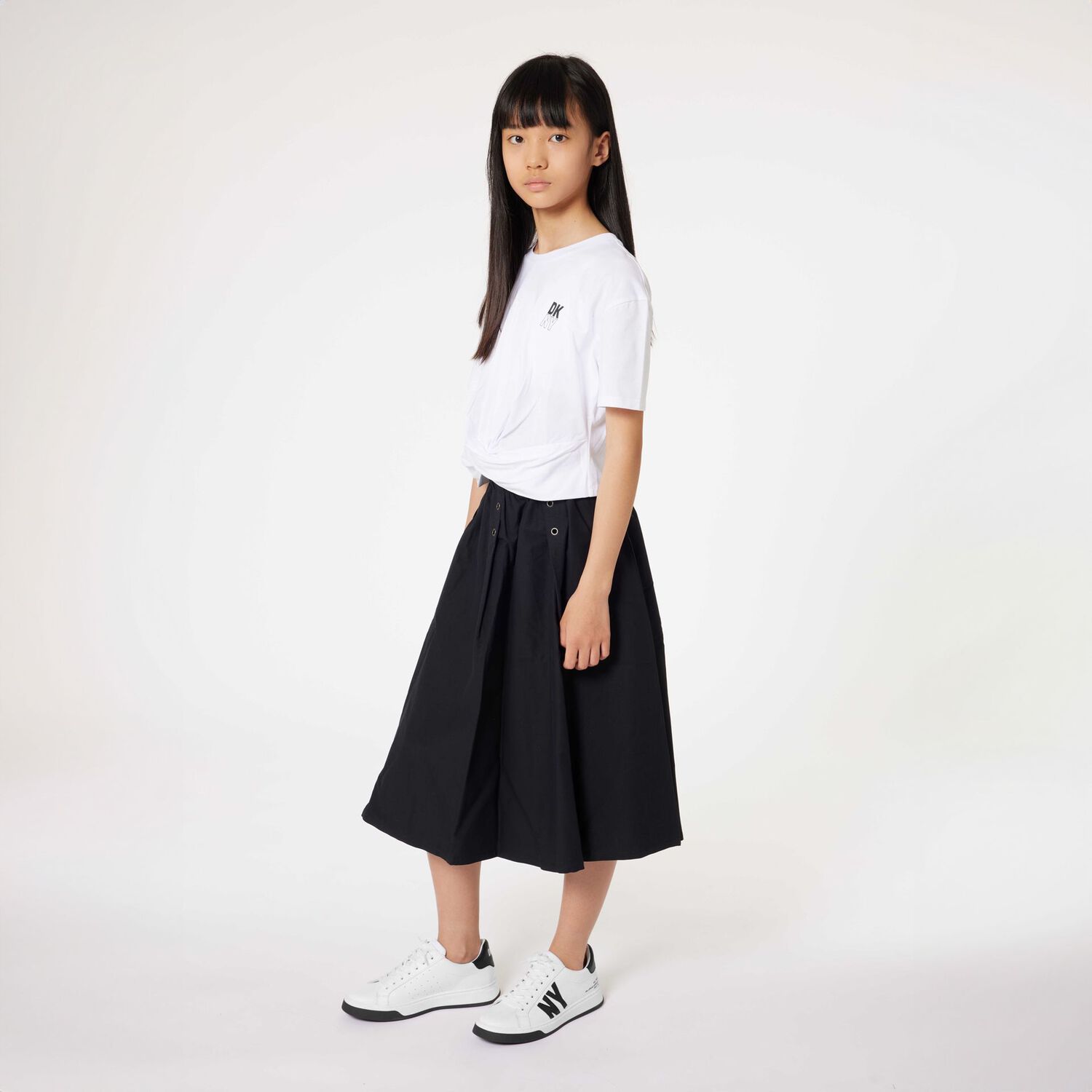 White & Black Leather Logo Trainers, 1, hi-res image number null