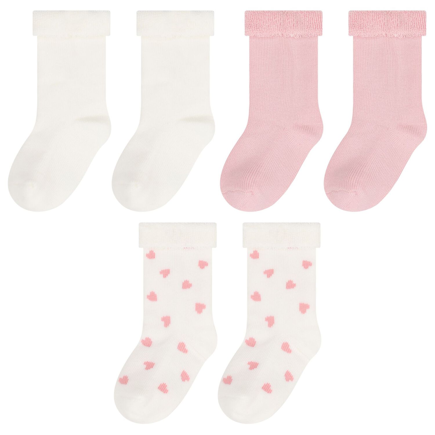 Baby Girls Ivory & Pink Socks ( 3-Pack ), 1, hi-res