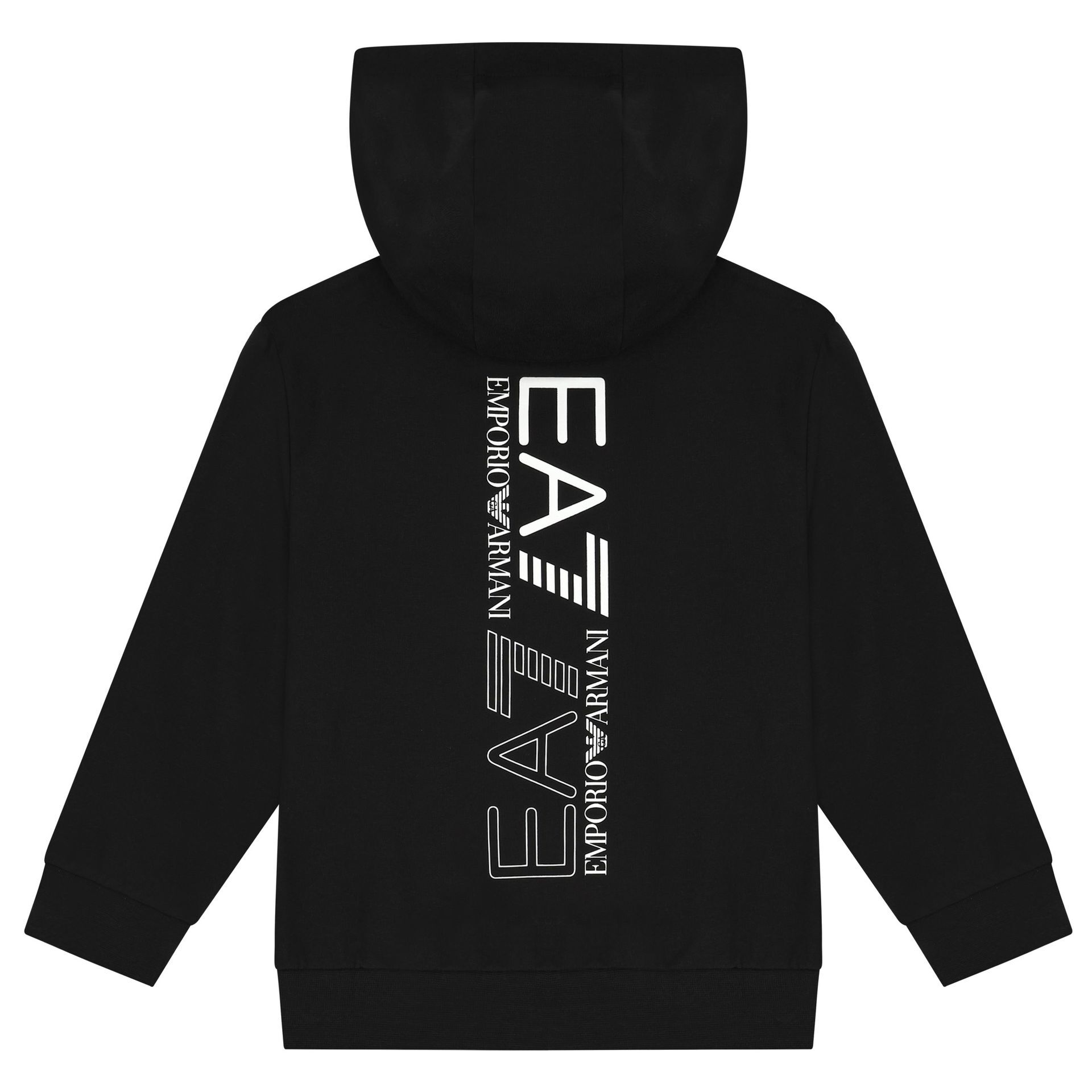 EA7 Emporio Armani Boys Black Logo Hooded Top Junior Couture Bahrain