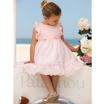 Baby Girls Pink Chiffon Bow Dress