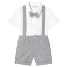 Younger Boys White & Grey Shorts Set, 3, hi-res