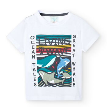 Boys White Whales T-Shirt