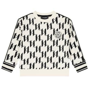Boys White & Black Logo Sweatshirt