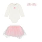 Baby Girls Ivory & Pink Tulle Skirt Set, 1, hi-res