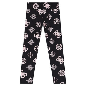 Girls Black Logo Leggings