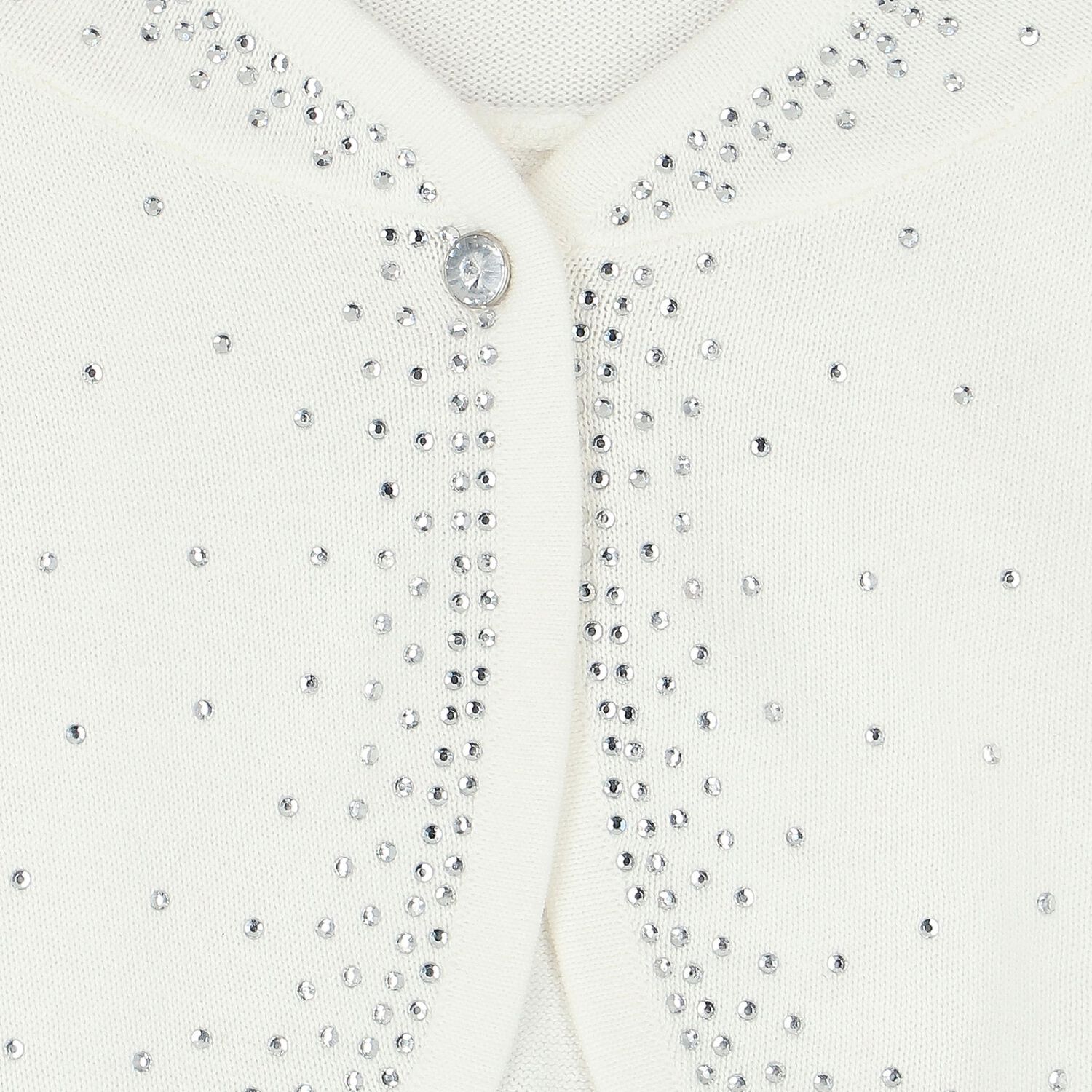 Baby Girls White Embellished Knitted Cardigan, 1, hi-res image number null