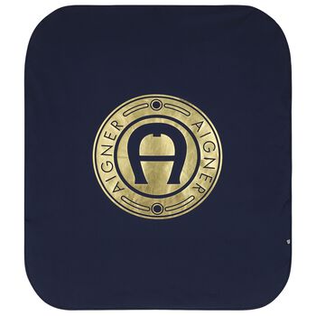 Baby Boys Navy & Gold Logo Blanket
