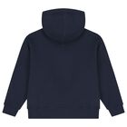 Boys Navy Blue Logo Hooded Top, 1, hi-res