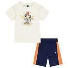 Boys Ivory & Navy Blue Disney Shorts Set, 1, hi-res