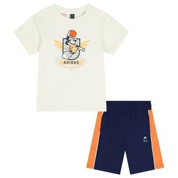 Boys Ivory & Navy Blue Disney Shorts Set