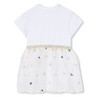 Baby Girls White Logo Tulle Dress, 1, hi-res