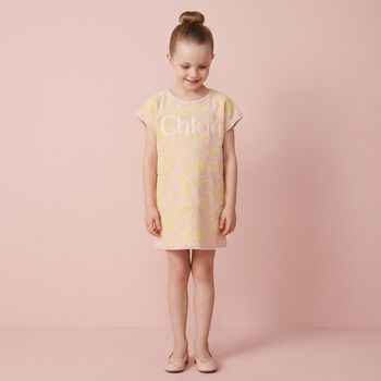 Girls Mini Me Pink & Yellow Floral Dress 