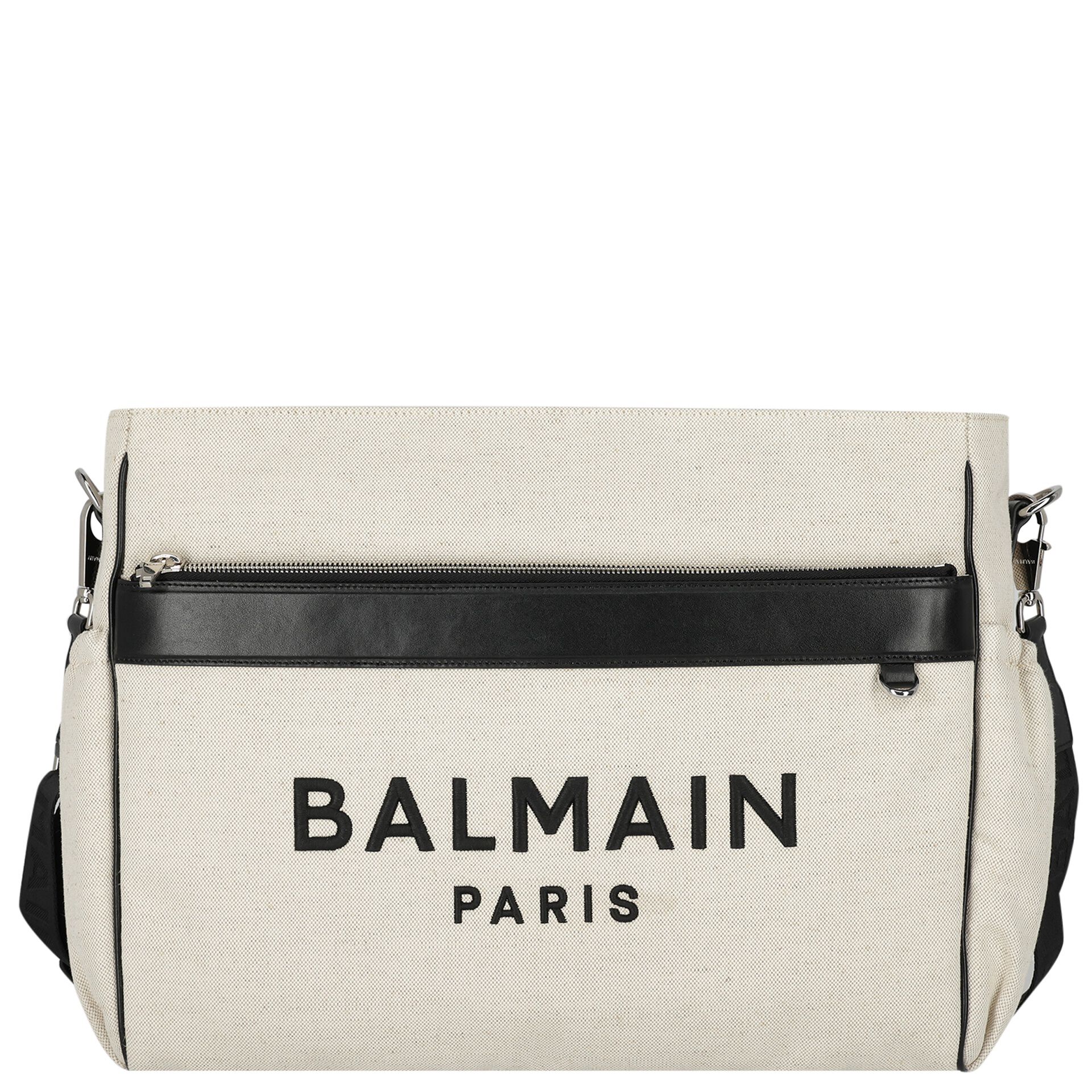 Balmain Ivory Black Logo Baby Changing Bag Junior Couture