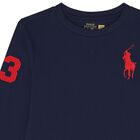 توب أولاد بأكمام بالشعار باللون الكحلي, 1, hi-res