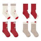 Baby Girls Red & Ivory Socks ( 4-Pack ), 3, hi-res